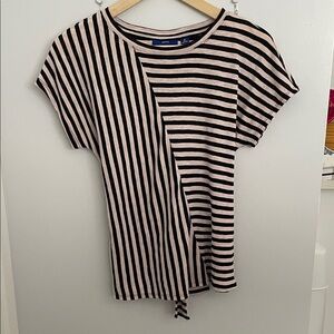 Apt. 9 Black and Pink Striped Short Sleeve Top